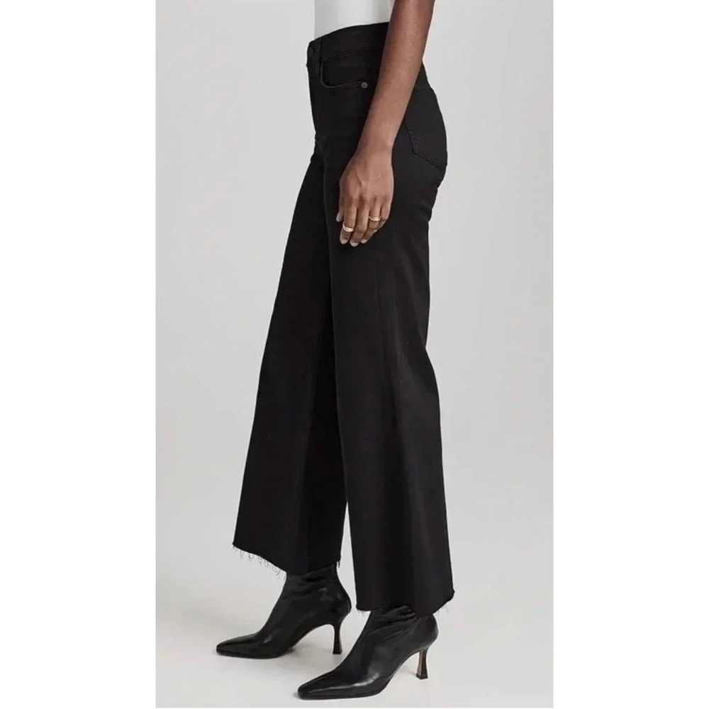 FRAME Le Palazzo Crop High Rise Wide Leg Jeans Tilt Raw After Black Size 26 - Picture 12 of 15